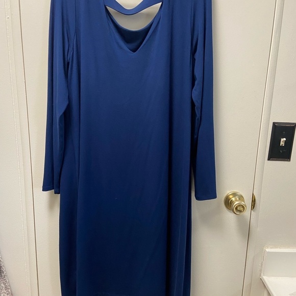 Eileen Fisher blue long sleeve dress - Picture 3 of 4